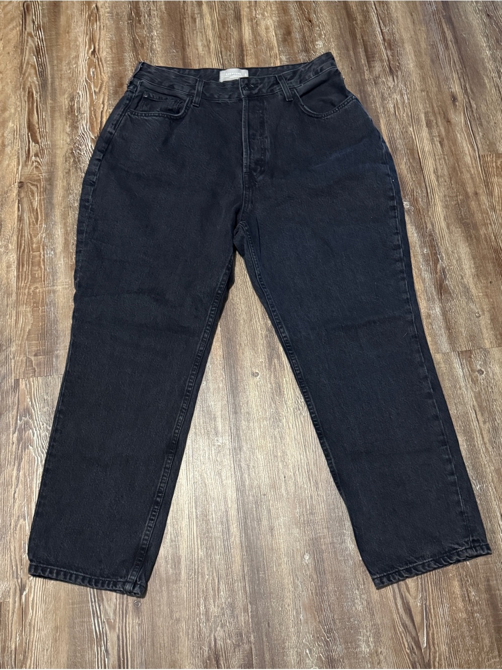 Everlane The Curvy 90s Cheeky Straight Jeans Women's 33 Ankle in Black Wash Deni
